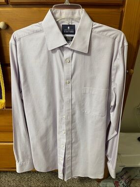 Stafford Men's Light Lavender Dress Shirt - Solid Button-Up